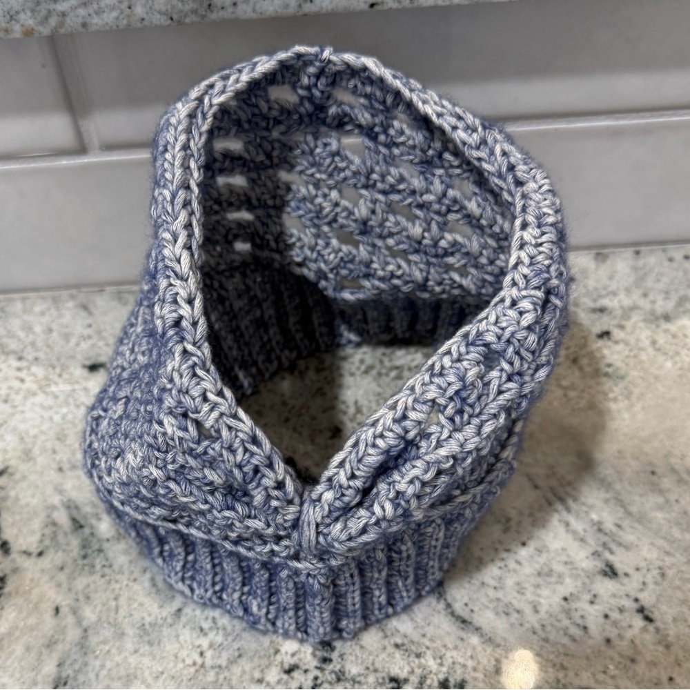 Blue hand Knitted Headband / earwarmer